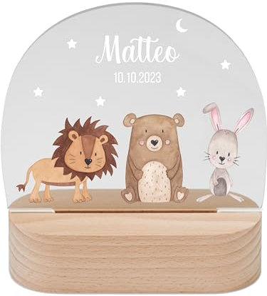 wunderwunsch - Personalisiertes Nachtlicht für Babys - Individuelle Nachttischlampe für Kinder - Personalisierte Geschenke Kinder - Babygeschenk - Geschenk zur Geburt