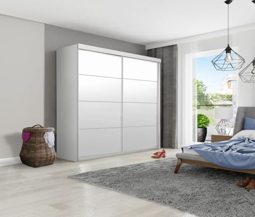 KIER FURNITURE Schiebegarderobe - Schrank Schlafzimmer – Schlafzimmerschrank – Wardrobe Bedroom – Kleiderschränke – Kleiderschrank Weiß – 200x200x62cm