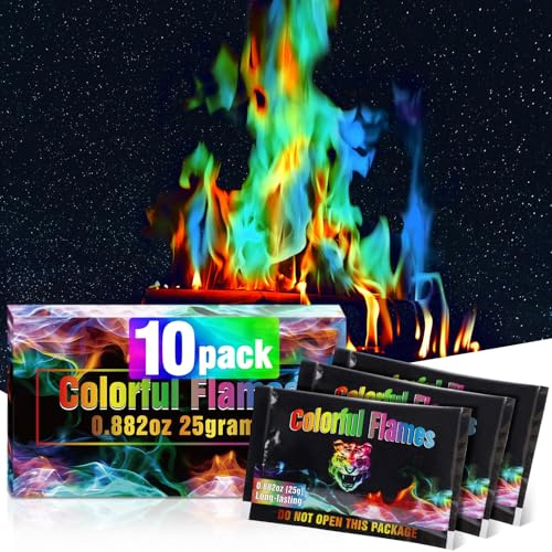 Farbwechsel-Pakete für Lagerfeuer, Feuerstellen, Kamine, bunte Flammen, lange Brenndauer, sicher, magisch für Kinder, 6 Stück
