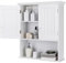 RELAX4LIFE Bathroom Wall Cabinet, Wooden Wall Mounted Storage Cupboard with Adjustable Shelf & Double Door, Modern Wall Storage Unit for Entryway Kitchen Living Room (White)