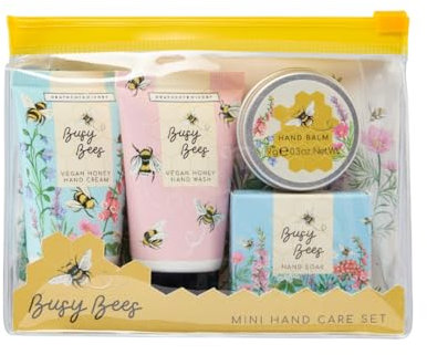 Heathcote & Ivory Hand Cream, Hand Wash 30ml, Hand Balm 9g, Hand Soak 30g, Moisturiser Set in Reusable Travel Pouch, Shea Butter, Cruelty and Vegan Friendly, Beauty Gift For Her