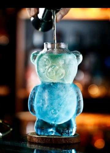 MIELIMON Vaso de cristal de forma de oso para bebidas fias o calientes de 300ml, copa para coctel de cristal trasparente