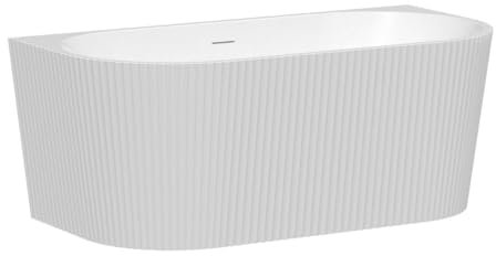 Vente-unique-Bañera semi exenta rayada - 250 L - 170,5 x 80 x 58,5 cm - Blanco brillante - Acrílico - ZELINA