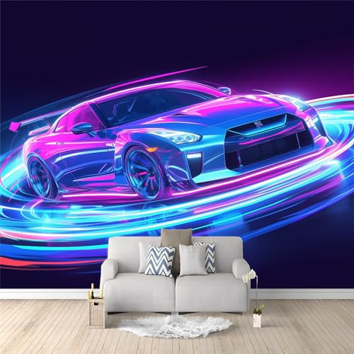 Neonlichter Art Fototapete Tapete Cooles Auto Vlies Tapeten Moderne Wandtapete Wohnzimmer Schlafzimmer Study Wohnzimmer Büro Cafe Dekoration 200 x 140 cm