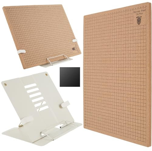 Alongen Macrame Board and Pins,12x16 Inch Double Side Macrame Project Board with Metal Adjustable Holder Reusable Macrame Project Board Set DIY Braiding Board Macrame Tool for Knotting Braiding