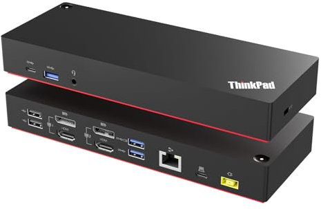 ThinkPad 40AF0135 Hybrid Universal USB-C with USB-A Adapter Docking Station for Lenovo Laptops, Dual Monitor, Comes with ITSPWR 4K HDMI Cable + DP Cable + Cleaning Cloth