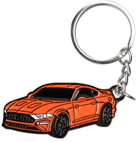 Rislobx Porte-clés de voiture en métal pour berlines, modèle de voiture cool compatible avec Mustang Accessoires Porte-clés avec anneau, Orange, for Mustang