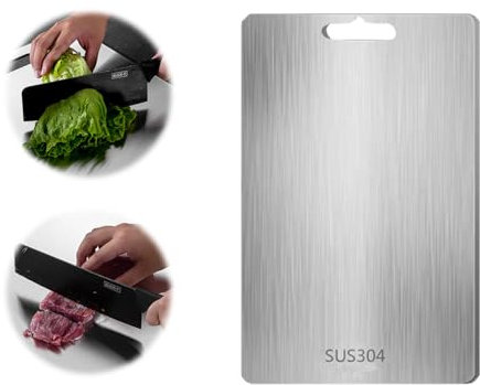 Tagliere in titanio, in acciaio inox, tagliere in acciaio inox, per piani di cucina, per attività all'aperto, campeggio, escursionismo
