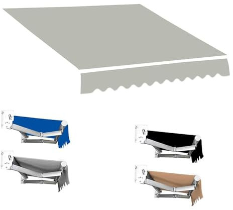 Wasserdichter einziehbarer Sonnenschutz, Ersatzstoff, für Markisen, Grau, 4 x 3 m, Ersatzbezug für Terrassenmarkise, Vordach, Grau