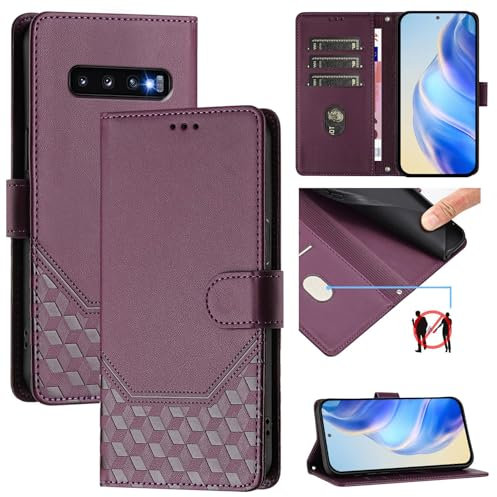 Galafu Hülle für Samsung Galaxy S10 Hülle, PU Leder Handyhülle mit RFID Schutz, Tasche Magnet Schutzhülle mit Standfunktion für Samsung S10, Violett