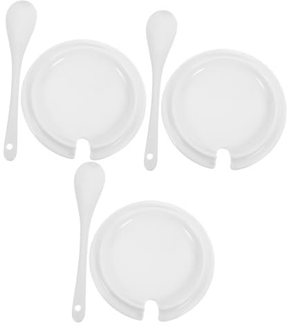 IMIKEYA 3 Sätze Becherdeckel Wiederverwendbar Spender To Go Kaffeetassen Mit Deckel Kaffeebecher Gläser Löffel Zuckerbehälter Sirup Inhaber Schüssel Halter Zubehör Für Kaffeebars Keramik