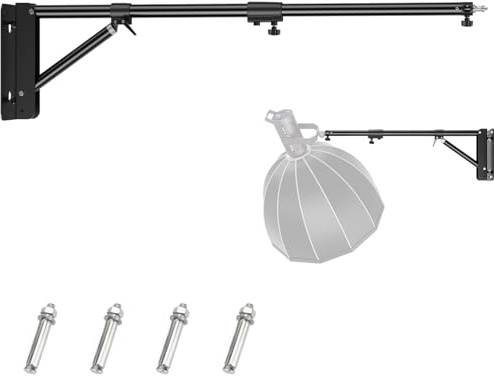 BEIYANG 130 cm Ringlichthalterung, Wandhalterung, dreieckiger Galgenarm für Stroboskoplicht, Fotografie, Softbox, Reflektor, Monolight, verstellbare Lichthalterung, Unterstützung 180 ° flexible
