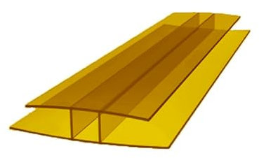 H-Profil Polycarbonat 1000mm Gelb 8mm – Stegplatten Verbinder für Doppelstegplatten | Hohlkammerplatten Verbindungsprofil für Gewächshaus & Überdachungen