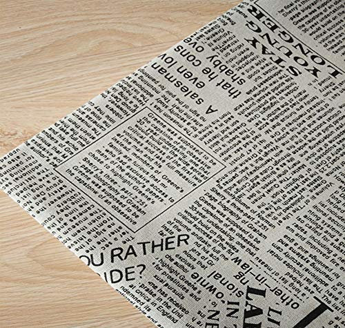 ONECHANCE Baumwollstoff Meterware 100x150cm Dekostoff Blumen Tiere Muster Baumwolle Leinenstoff für DIY-Projekte Color Zeitung Schwarz Size 1 Meter