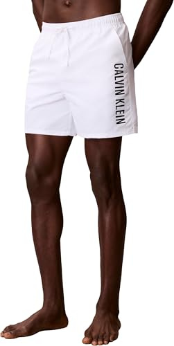 Calvin Klein Herren Badeshorts Medium Drawstring mit Tunnelzug, Weiß (Classic White), M