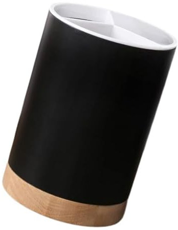 pumpumlia Pots à ustensiles de cuisine spacieux en céramique avec support pivotant en bois Fournitures de cuisine pour comptoir, décoration de ferme, porte-ustensiles