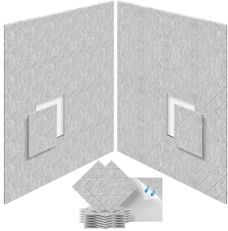 Pqahffowr 12 Pack SoundProof Foam Panels 12x12x0.4 Inch, Self Adhesive Acoustic Foam Panels for Acoustic Treatment Silver Gray