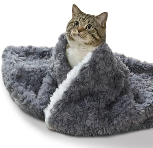 NODARKO Cat Blanket for Indoor Cats, Soft Faux Rabbit Fur & Sherpa, Grey