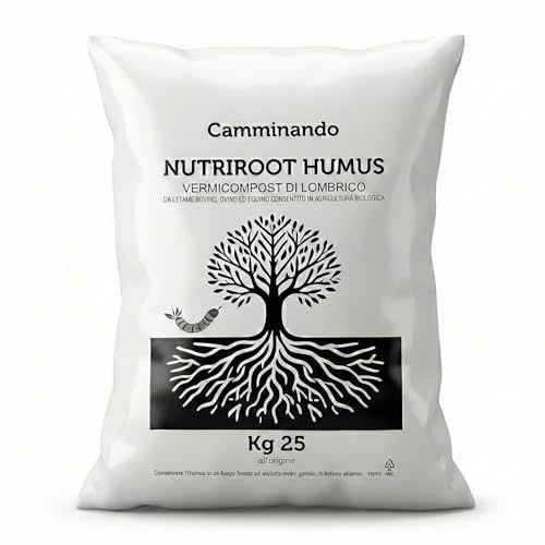 Camminando Farm - NutriRoot Humus di Lombrico Naturale | Concime Organico Biologico da Letame Maturo | Fertilizzante per Orto, Giardino e Piante in Sacco da 25kg | Prodotto Italiano