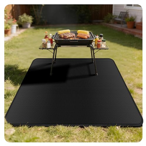 100x154cm Feuerfeste Unterlage, Hitzebeständig bis 980°C, Feuerschutzmatte | Leicht zu Reinigende Bodenschutzmatte, Kaminmatte schützt Terrasse & Rasen vor BBQ Fett und Funken, hitzebeständige Matte