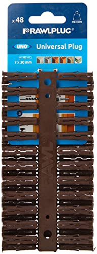 Rawlplug 68555 7 x 30 mm Uno Plug Card - Brown (48 pieces)