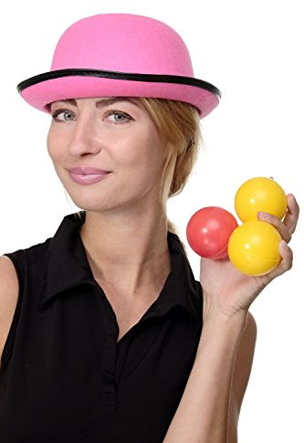DRESS ME UP - Karneval Fasching Hut Melone Bowler Hat pink Zirkus Cabaret Burlesque - VJ-055