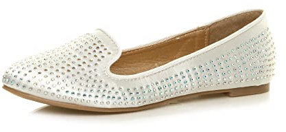 AJVANI Diamante Wedding Evening Party Bridesmaid Ballerina Ballet Flats Loafers Size