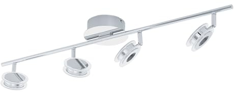 EGLO LED Deckenlampe Sarolo, Deckenstrahler, Edelstahl in chrom | Kunststoff in transparent warmweiß