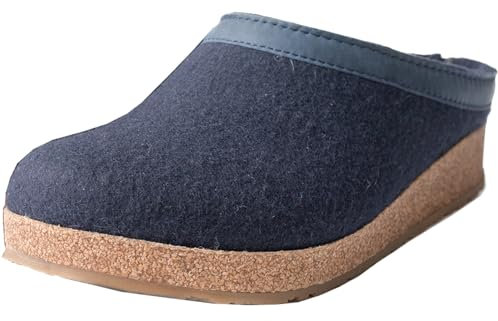 HAFLINGER Grizzly Torben 713001 Schuhe Damen Herren Hausschuhe Pantoffeln Wolle, Größe:39 EU, Farbe:Blau