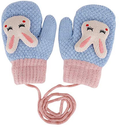 FakeFace Enfant Gants d'hiver en Tricot Lapin Mignon avec Cordon Gants Chauds en Velours Gants pour Enfants Gants pour Sports Gants Chauds Hiver Super Doux Gants Tricotés Sport Hiver pour Cyclisme