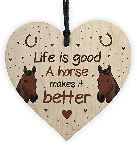 RED OCEAN Funny Horse Gifts For Women Wood Heart Sign Horse Gifts For Girls Horse Accessories
