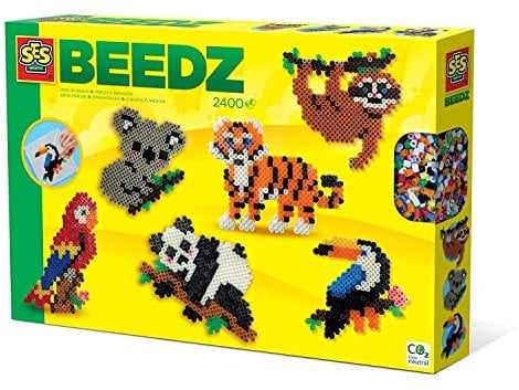 SES Creative- Perles à Repasser-Animaux de la Jungle, 06303, Coloré