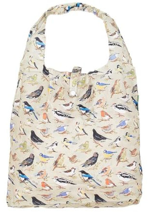 ECO CHIC leichte faltbare wiederverwendbare Einkaufstasche | Wasserabweisende Einkaufstasche | Lässt sich zur Aufbewahrung in die angebrachte Tasche falten (Wildvögel Grüne)