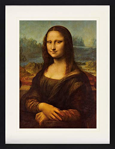1art1 Leonardo Da Vinci Poster Mona Lisa, 1503–1506 Gerahmtes Bild Mit Edlem Passepartout | Wand-Bilder | Im Bilderrahmen 80x60 cm