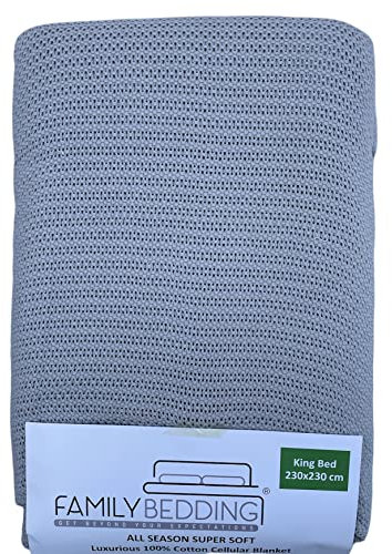 Family Bedding Zellular-Decke, Baumwolle, grau, Double Bed (230x230cm)