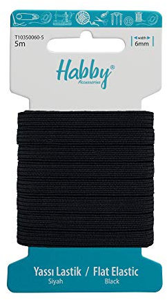 Habby Accessories 5m Gummiband | Elastic Bands | Gummilitze | Gummizug | Gummiband Nähen | Flach | 6mm | Schwarz