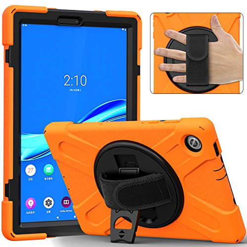 Bspring Case for Lenovo Tab M10 HD 10.1 Inch 2020 2nd Gen Heavy Duty Shockproof Rugged Case Hard PC+Silicone Protective with Stand for Lenovo Tab M10 HD (2 Gen) TB-X306X/TB-X306F,Orange