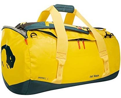 Tatonka Barrel L Reisetasche - 85 Liter - wasserfeste Tasche aus LKW-Plane mit Rucksackfunktion und großer Reißverschluss-Öffnung - Rucksacktasche 85l - Damen und Herren - gelb