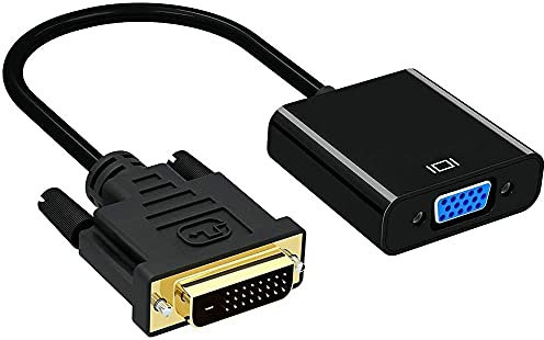 QIANRENON Adaptateur DVI-D vers VGA Dual Link 24+1 mâle vers VGA femelle - Câble d'extension vidéo 1080p pour connecter des systèmes DVI-D à des écrans VGA - Noir - 25 cm