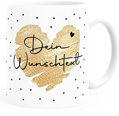 SpecialMe® Kaffeetasse Herz Punkte Dein Wunschtext personalisierbar Tasse personalisierte Geschenke Personalsiert weiß Keramik-Tasse