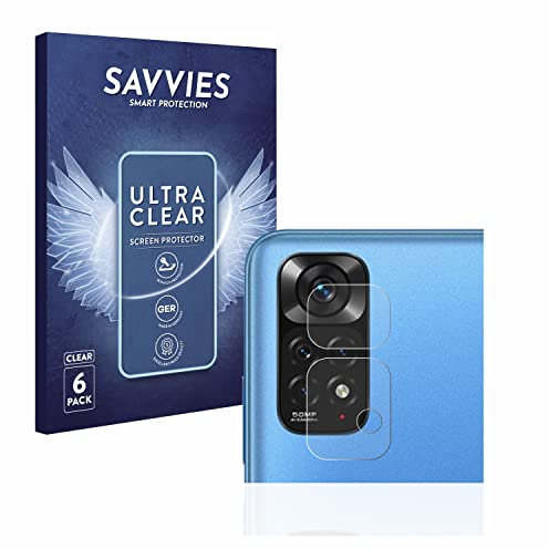 savvies Protector Pantalla para Xiaomi Redmi Note 11 (SÓLO Cámara) (6 Unidades) Película Ultra Transparente