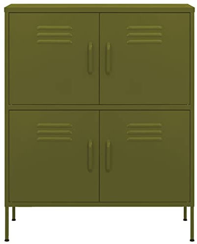 Gecheer Lagerschrank Sideboard Beistellschränke Schränke Flurschrank Küchenschrank Kommoden & Sideboards Aktenschrank, für Küche, Wohnzimmer, Büro, Olivgrün 80x35x101,5 cm Stahl