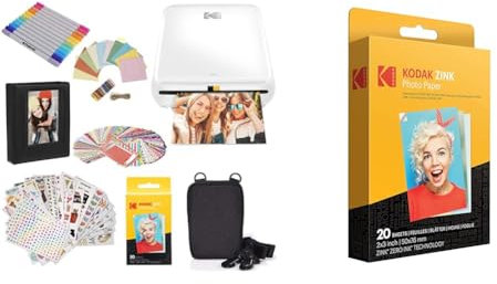 KODAK Step Drucker, Kabelloser mobiler Fotodrucker & 2 x3 Premium Zink Fotopapier (20 Blatt) Kompatibel PRINTOMATIC Smile- und Step-Kameras und -Drucker, 20 Stück (1er Pack)