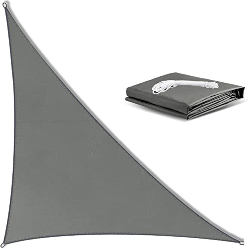 Fidrisen Sonnensegel Dreieckig Wasserdicht Rechtwinklig inkl 3 Befestigungsseile,Premium PES Polyester 95% UV Schutz für Balkon Garten Terrasse-3x4x5m Anthrazit