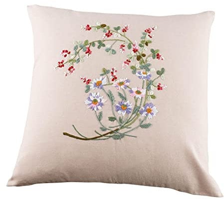JISADER 2 Teiliges DIY Stickset Kissenbezug, Handgefertigt für Nähanfänger, Orchideen