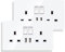 JIMEIDA 2 Pack Double Switched Socket 13 Amp with 2 USB Charging Ports Crystal White Glass Panel Wall Outlet Electric Power Socket