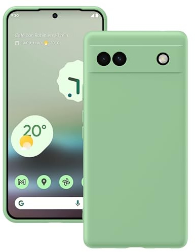 YATWIN Coque pour Google Pixel 6a, Coque TPU Aspect Silicone Liquide avec Doublure, Protection Caméra et Écran 1mm, Fine et Légère, Anti-Rayures, Vert Menthe