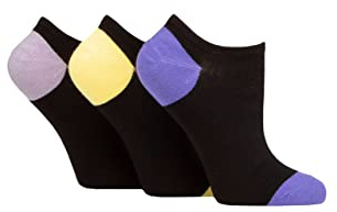 SockShop Wildfeet Ladies Plain, Patterned and Contrast Heel Bamboo Trainer Socks Pack of 3