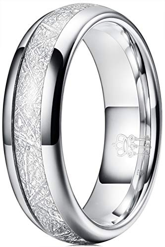 Three Keys Jewelry Herren Frauen Wolfram Meteorit Jagd Karbid Unisex Viking Hochzeit Bands Ringe für Männer Frauen 6mm Comfort Fit Vintage Silber Größe 9
