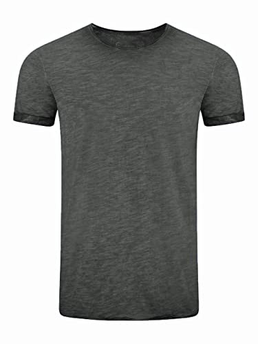 riverso Herren Basic T-Shirt RIVMatteo Rundhals Tee Regular Fit Kurzarm Einfarbig 100% Baumwolle Grau XL, Größe:XL, Farbe:Anthracite Grey